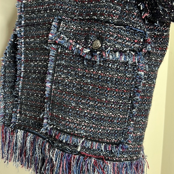 FOR THE REPUBLIC Purple/Navy/Silver Frey Open Blazer Jacket 12 - Picture 3 of 7